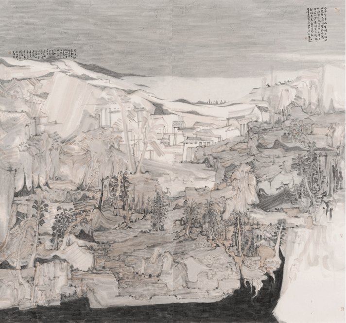 李富强 《三春启群品》 198cmx196cm 纸本设色 2021年汪万斌 《婺源