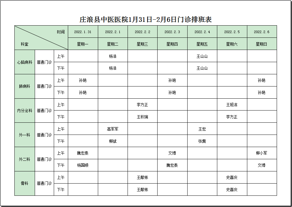庄浪县中医医院春节门诊值班表_防控_防护_患者