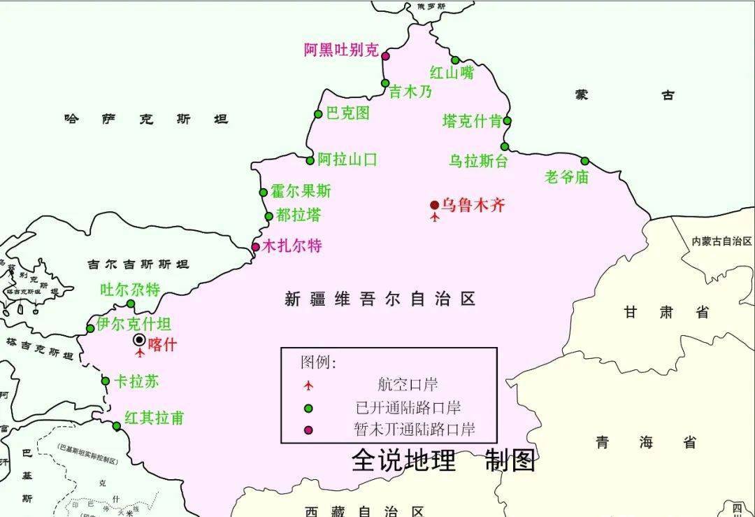 中国边境口岸分布图图片