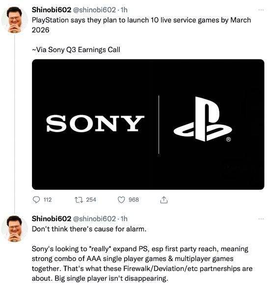 索尼将于近年推出10款服务型游戏 扩大PS作品影响力