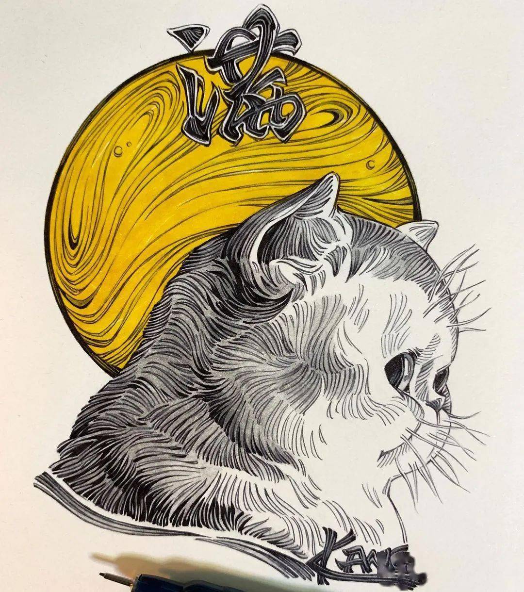 太疯狂了动物线描就该这样画用简单的笔画出超精美的画绝了谁看都受不