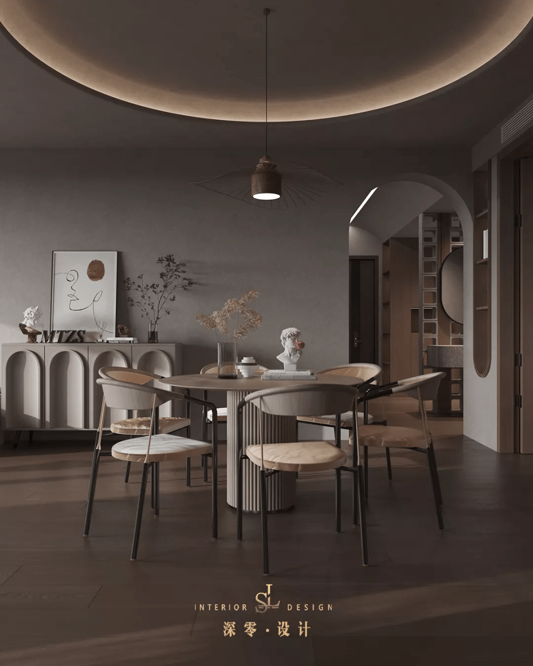 最美不过侘寂风合肥190㎡复式楼梯下造书房禅意又温柔