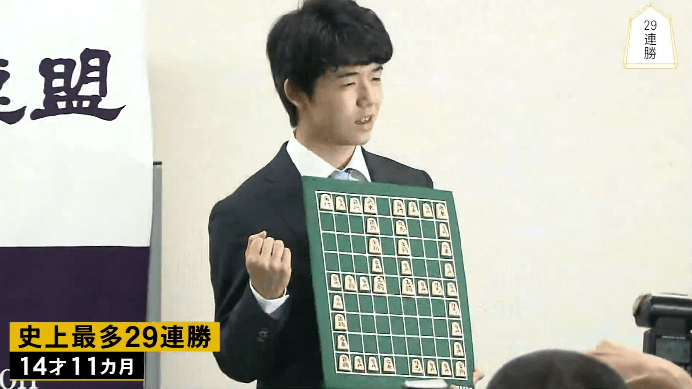 14岁2个月成为史上最年轻的职业将棋棋士13岁2个月成为史上最年轻的