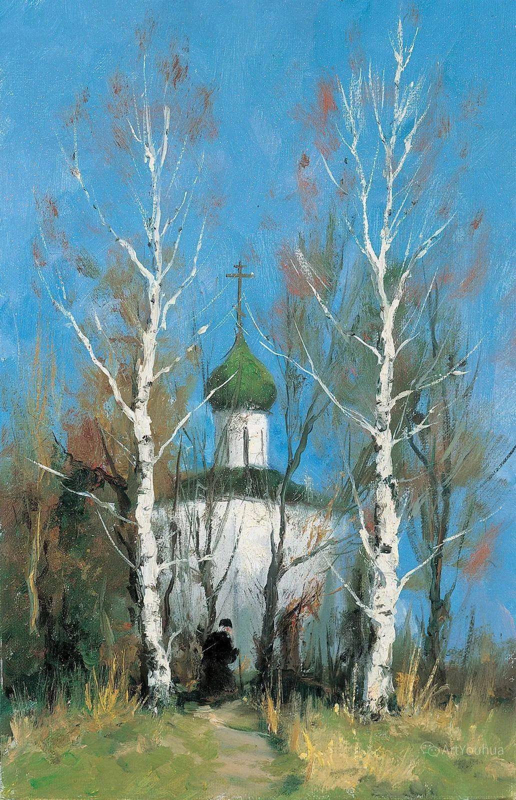 长竖构图风景油画,俄罗斯画家谢尔盖·图图诺夫作品