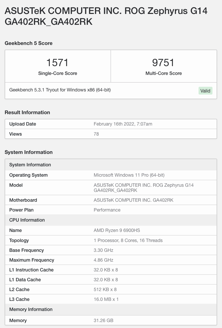 方面|AMD R9 6900HS Geekbench 跑分出炉：多核均明显提升