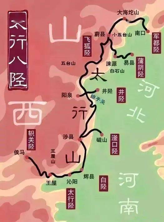 古有"太行八陉"之称,多横谷,当地称为"陉",漳河,沁河,丹河等切割,山地
