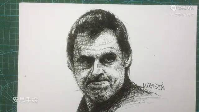钢笔画速写斯诺克火箭奥沙利文38冠新纪录掌握光影变化的画法