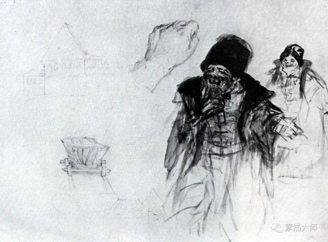 俄国历史画巨匠苏里科夫素描手稿