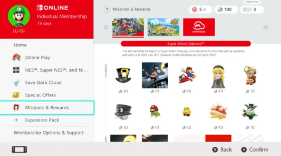 Switch|Switch OL会员新增任务、奖励 赢白金积分换专属头像