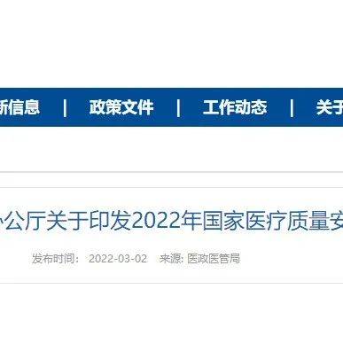 2022年国家医疗质量安全改进十大目标发布!_相关_工作_行业