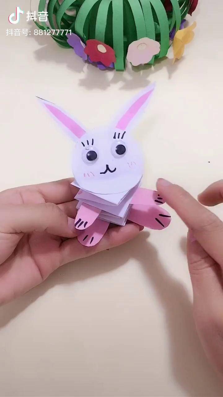 幼儿手工 弹簧兔子太好玩了!孩子能玩一整天_弹簧_兔子_手工