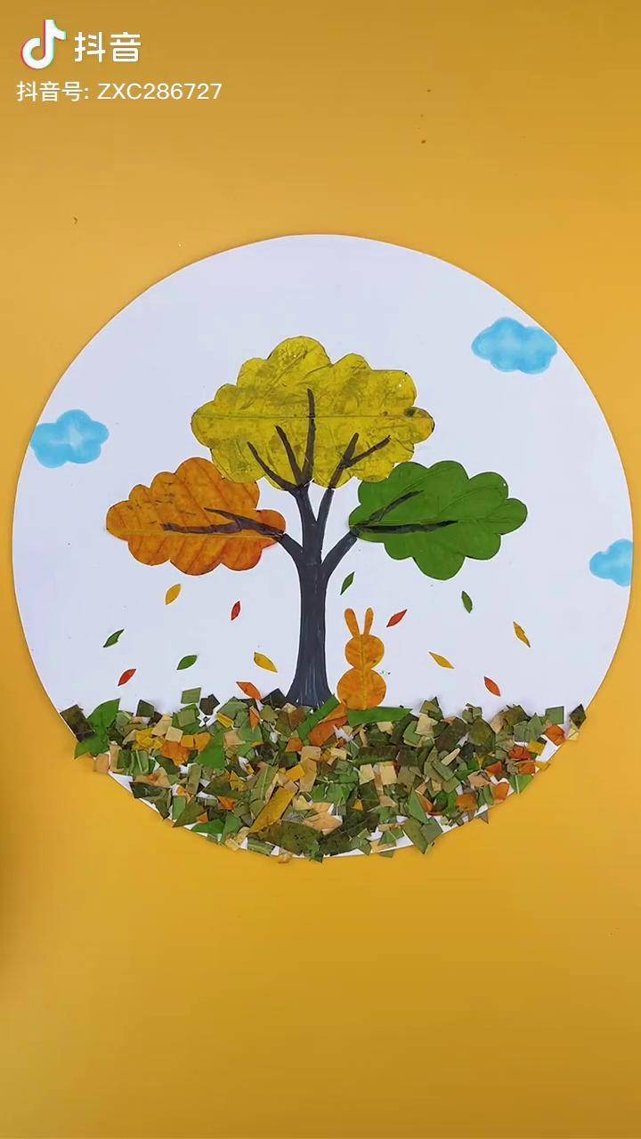 秋天来了一起来做树叶贴画吧树叶贴画幼儿园手工亲子手工绘画手工萌知