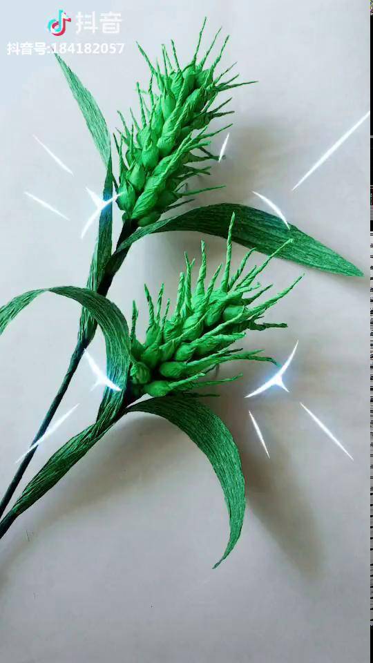 皱纹纸花艺教程麦子手工diy