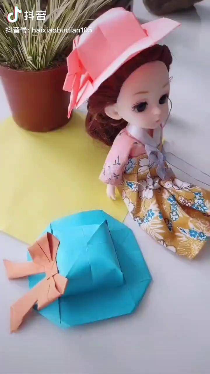 折帽子太阳帽名媛帽简单好学没事带娃动手试试