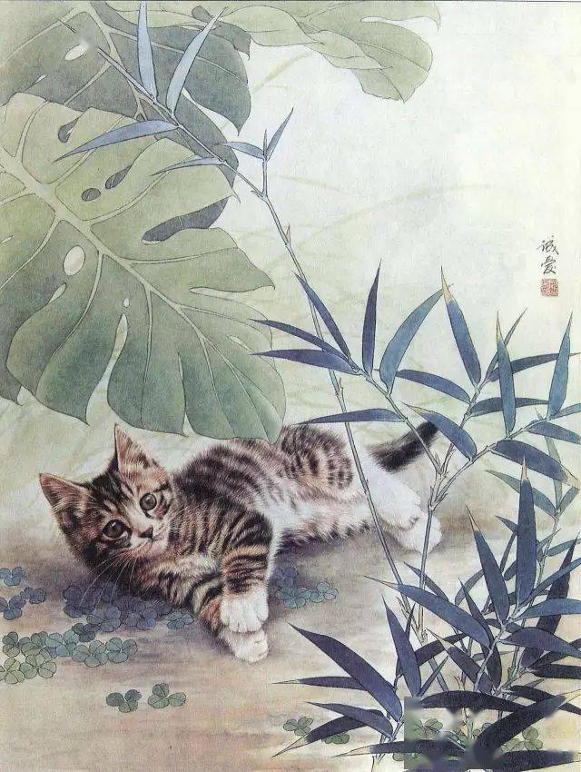 素材 | 邢诚爱工笔画猫专辑 白描作品图都有 请收藏