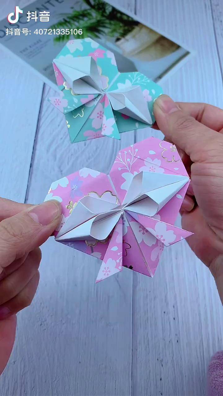 非你莫属的漂亮心形蝴蝶结折纸手工折纸教程爱之所至心动挑战