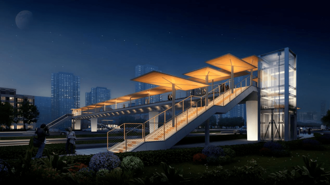 高品质建筑设计西咸能源金贸区人行天桥设计出炉