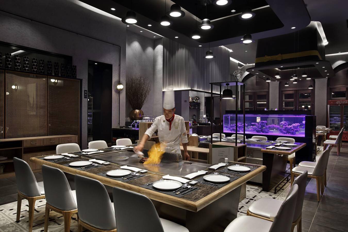 铁板烧店面设计日式料理烤肉店室内设计图片素材cad模块图库