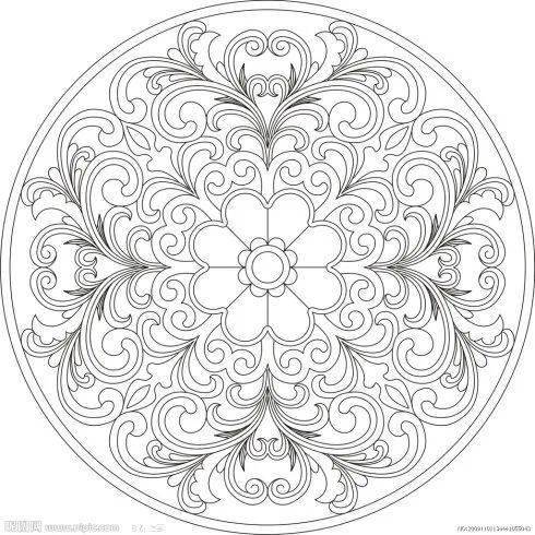 黑白线稿植物花卉中国风临摹线稿