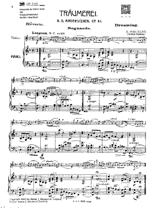 jenniferjeon演奏舒曼梦幻曲附小提琴谱