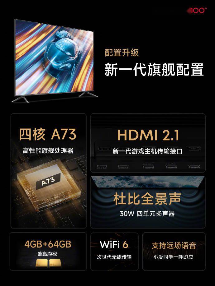 运动|Redmi MAX 100英寸巨屏电视正式发布