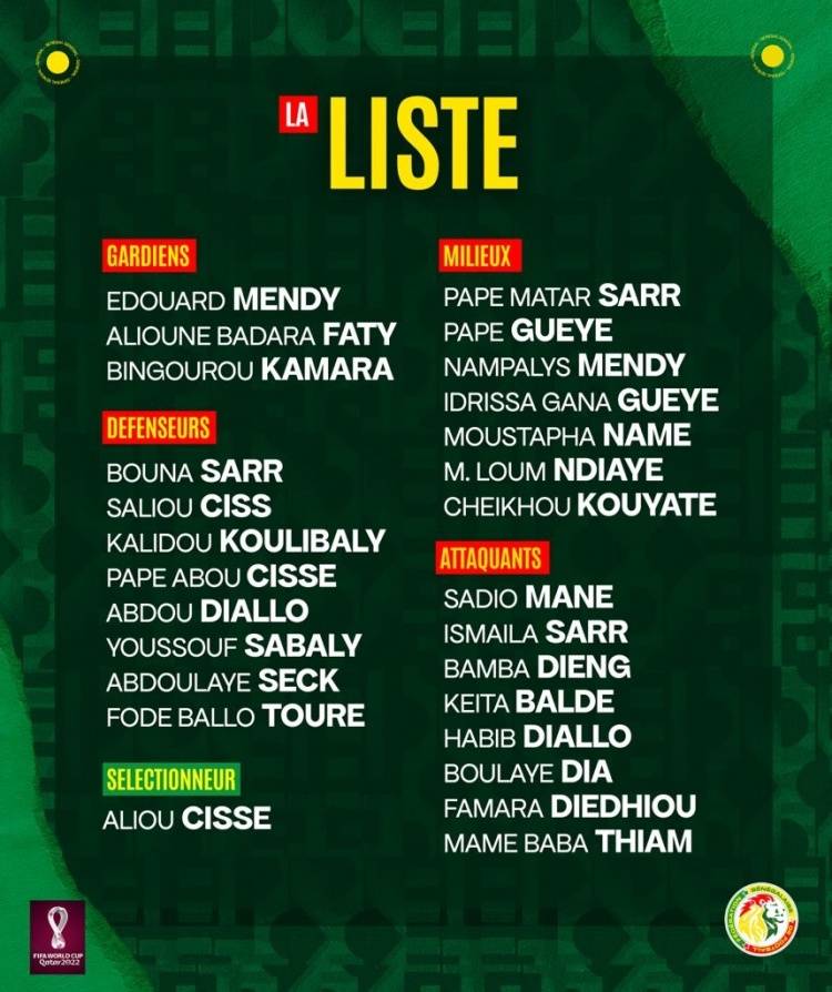马内|塞内加尔队世预赛大名单：马内领衔攻击线