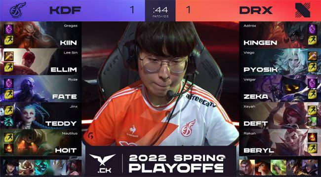 杰斯|LOL-LCK：Kiin酒桶致命E闪R炸回Deft霞，KDF“下克上”3-2淘汰DRX