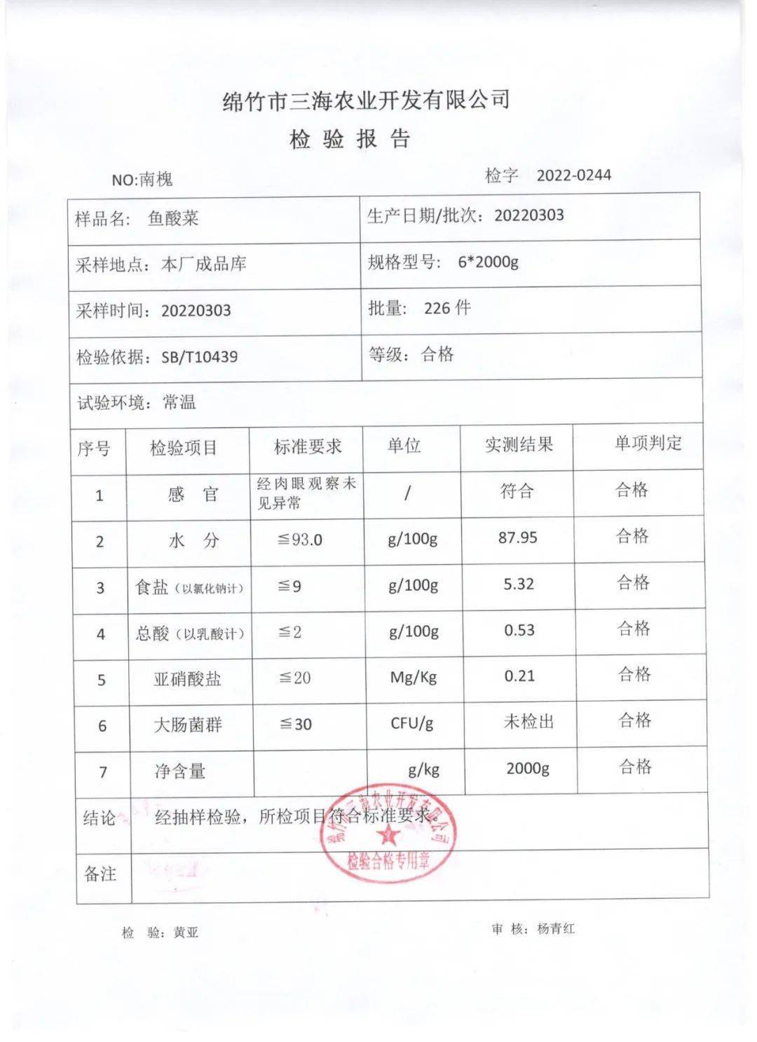 桂二为了让"鱼粉们"吃的开心,放心,这不,连质检报告都给整来了,只能说