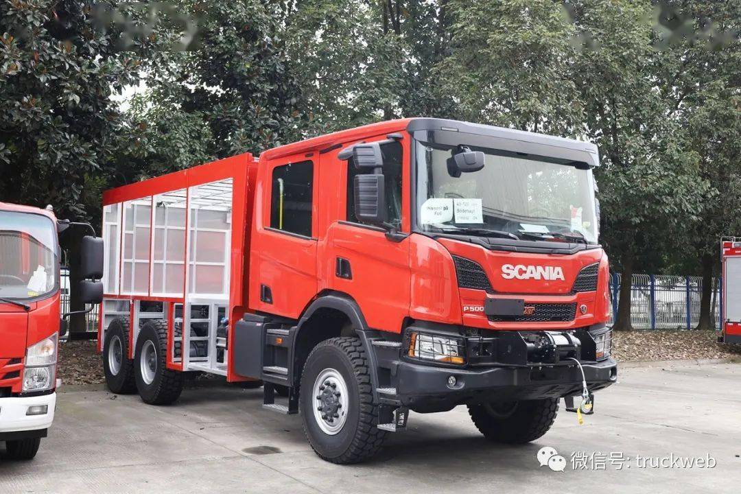 搶險車中的巨無霸打探斯堪尼亞p500xt6x6底盤川消重型搶險救援消防車