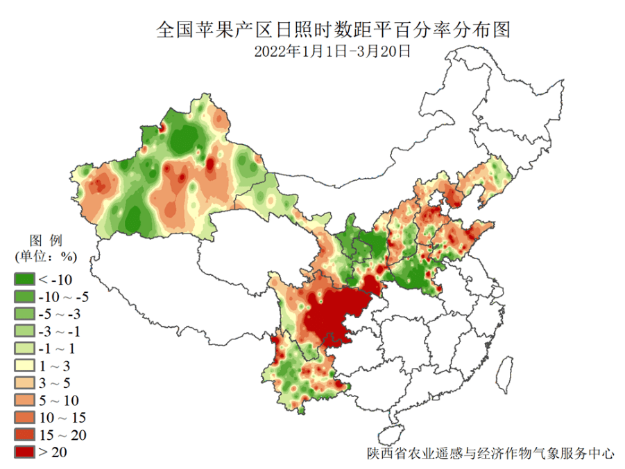 2022年我国中西部苹果花期提前大部花期冻害风险偏低