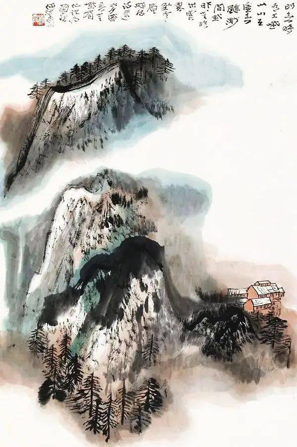 何海霞国画里的小山村意境绝美67