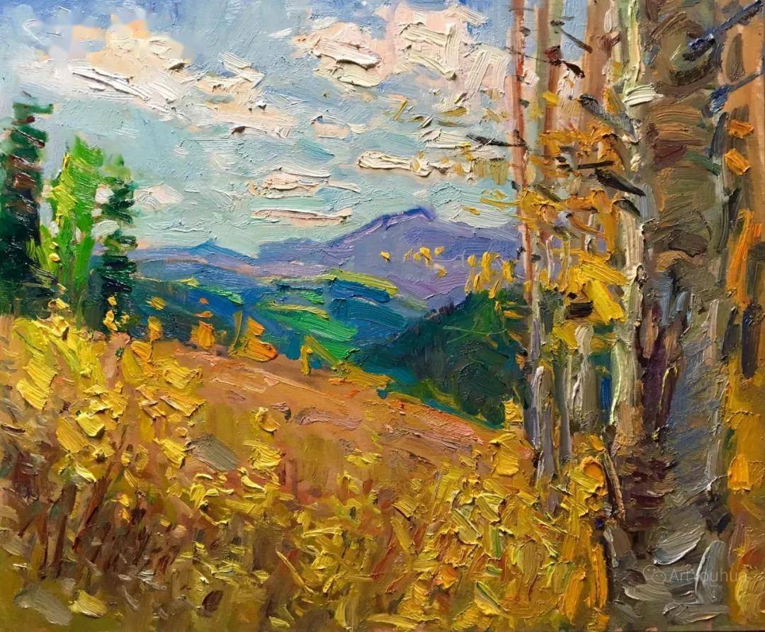 笔触粗犷色彩丰富的风景油画美国画家唐萨利作品