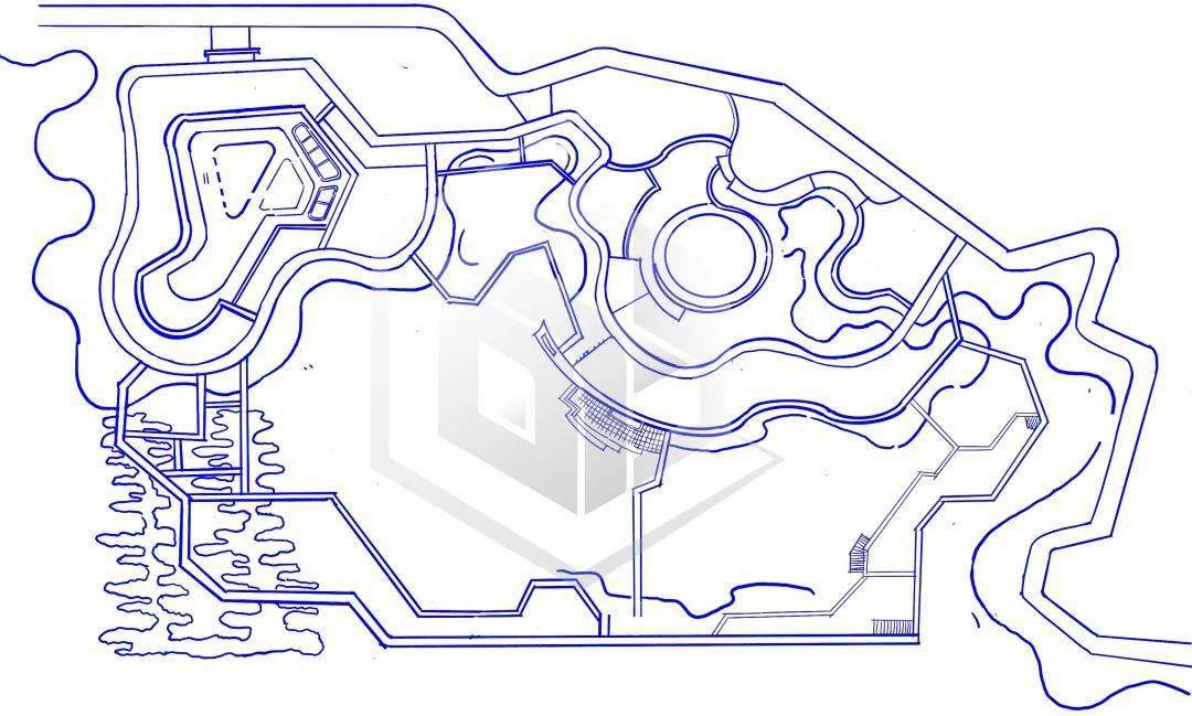 公园景观平面图 线稿图片