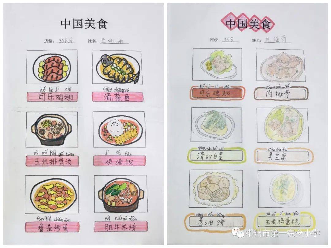 中国美食怎么画二年级图片