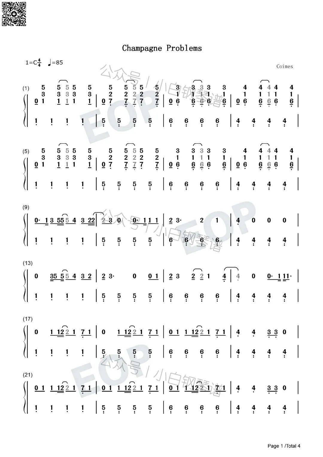 琴谱champagneproblemstaylorswift含简谱