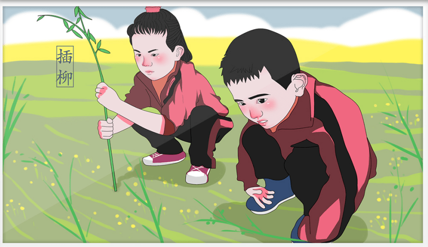 清明节是杨柳发芽抽绿的时间,民间有折柳,戴柳,插柳的习俗.