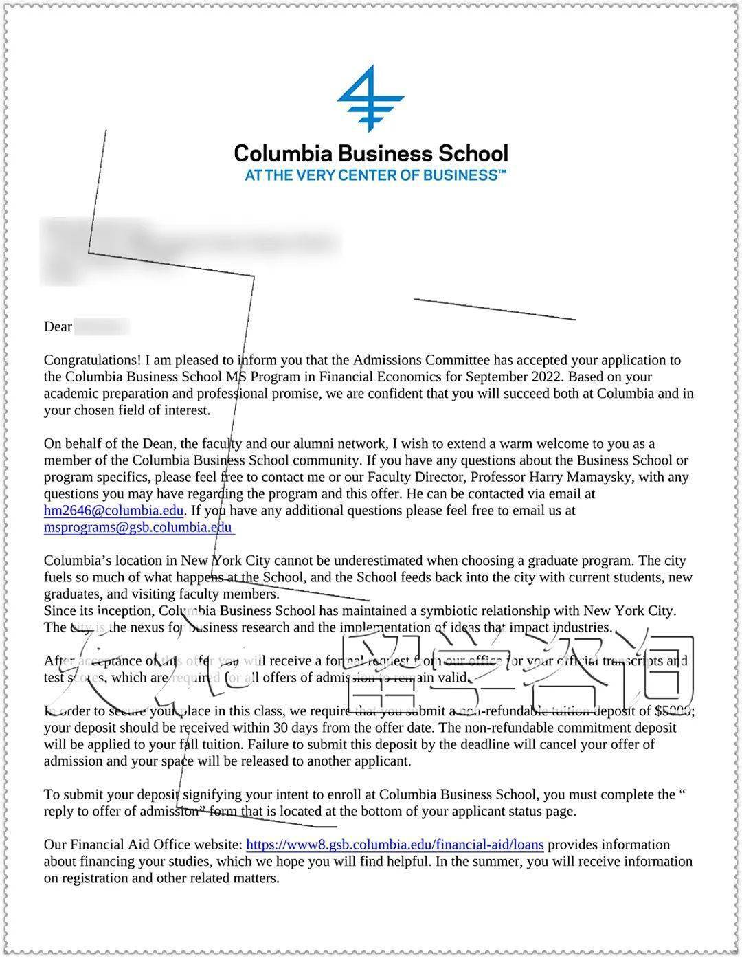 祝贺天和学子收获2枚哥伦比亚大学金融经济学(columbia university