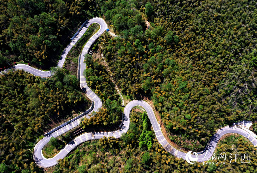 江西南昌秀美山村路蜿蜒起伏春色迷人