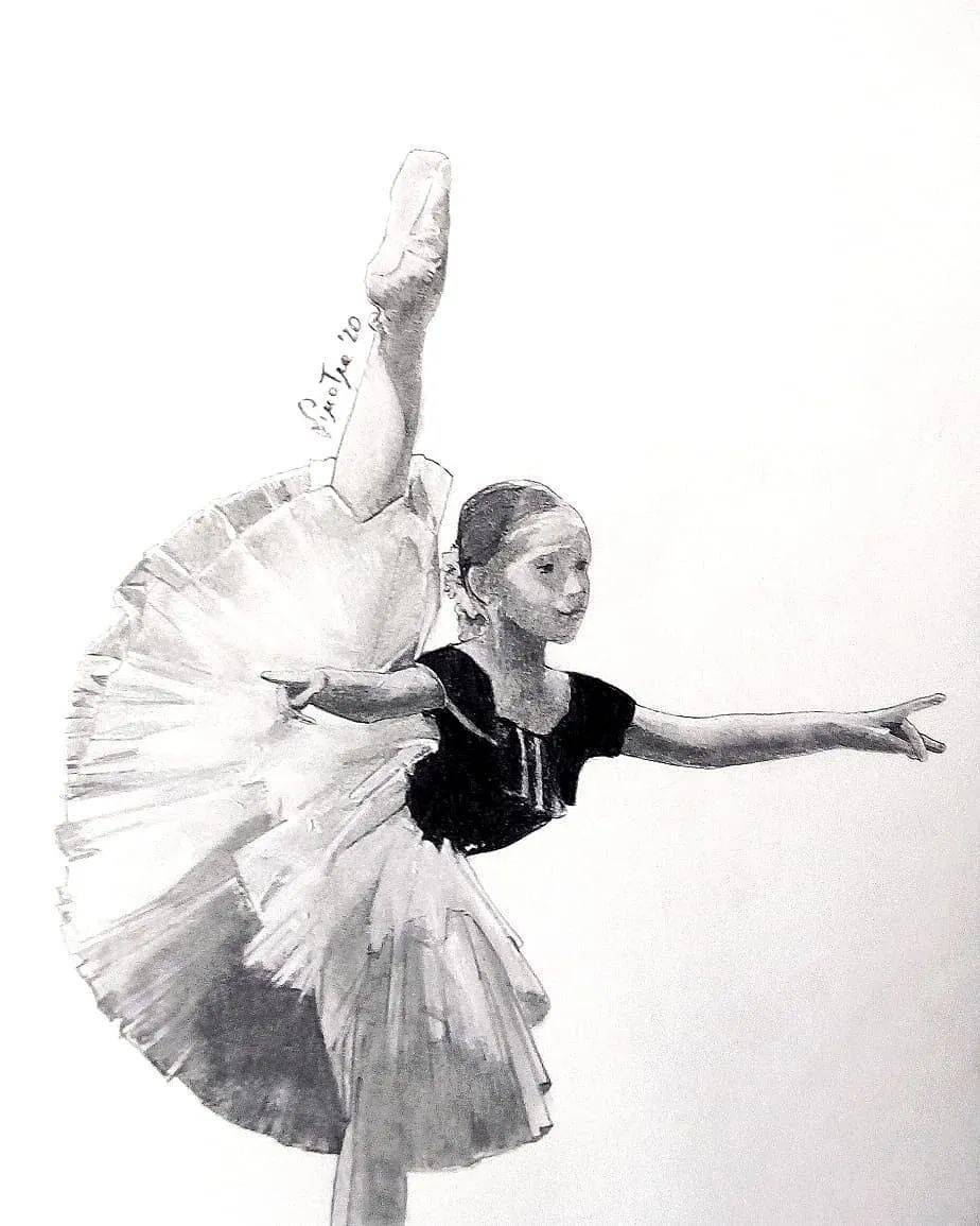 芭蕾舞基本动作素描图片