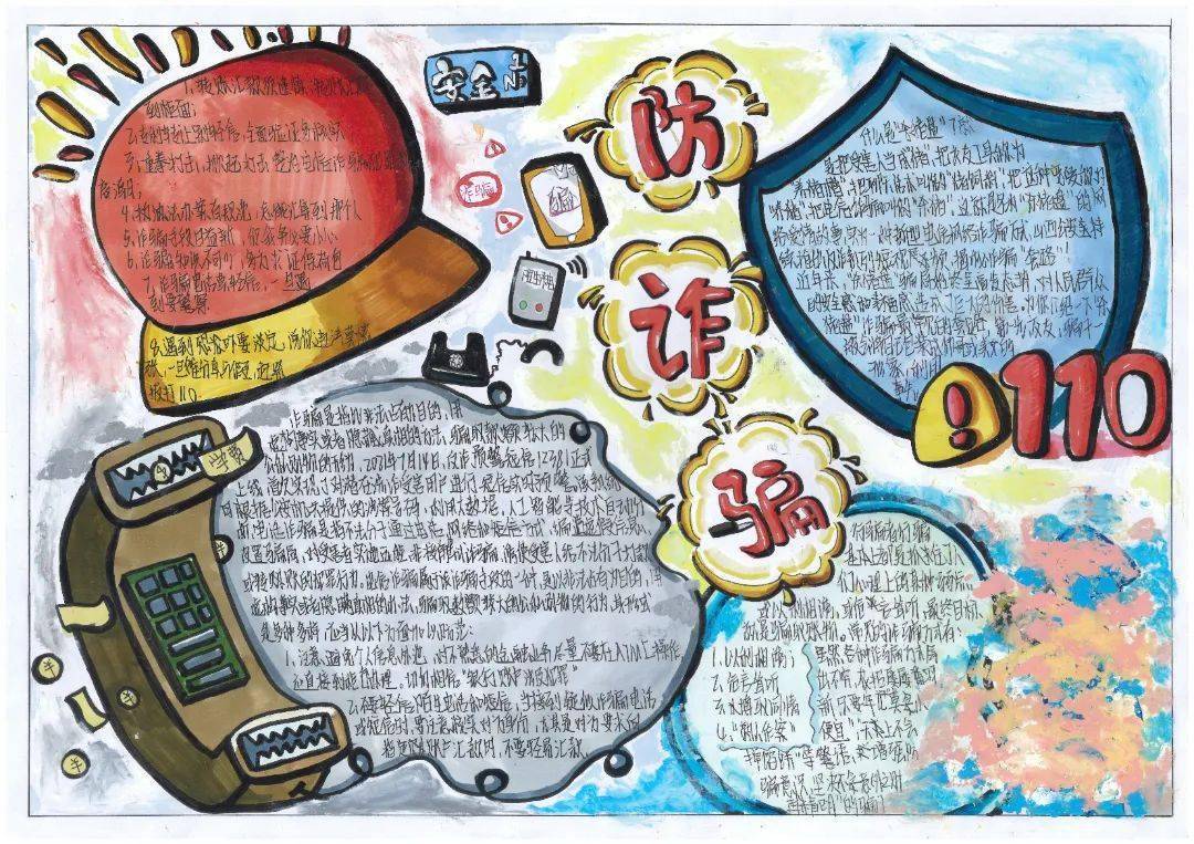 《防诈骗》古镇学校210班赵芝琳《防诈骗》古三小学五(2)班毛思涵《防