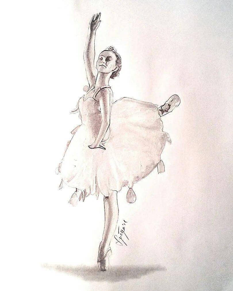 芭蕾舞裙素描图片