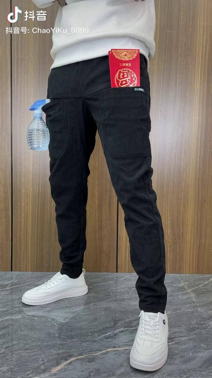 种颜色六兜天丝绒男士小脚休闲裤黑色面料柔软舒适百搭裤子男士休闲裤