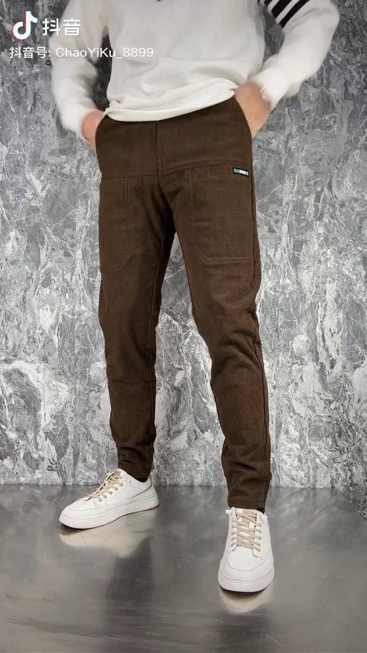 冬季加厚版9种颜色6兜设计天丝绒休闲裤咖色百搭裤子男士休闲裤男装