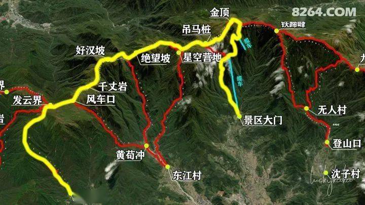 武功山上山路线地图图片