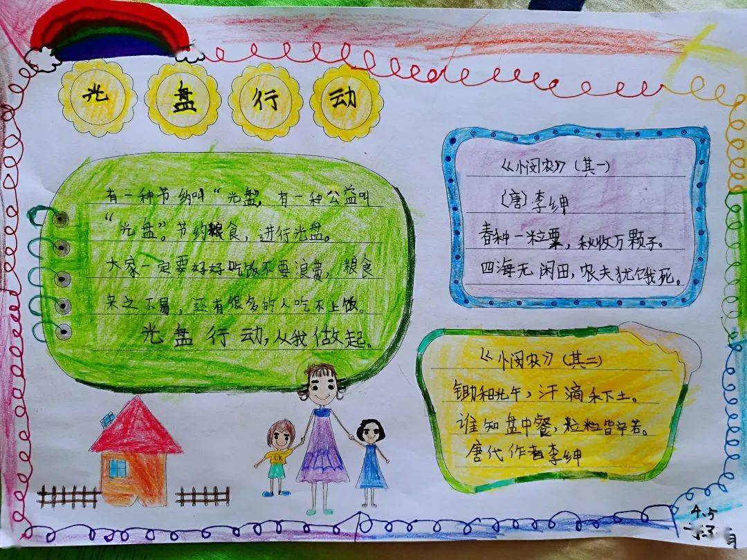 随后,同学们通过制作"绿色出行""光盘行动""垃圾分类"等主题的手抄报