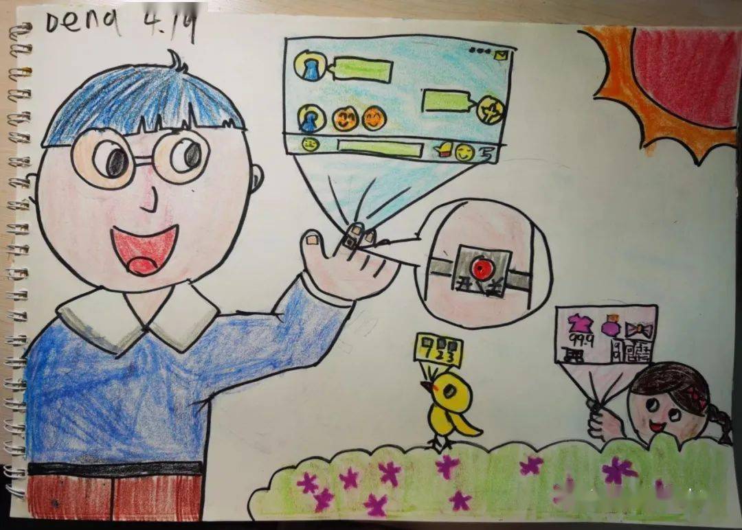 「儿童版」每日一涂第35期《100年后的手机》_作业_作品_疫情