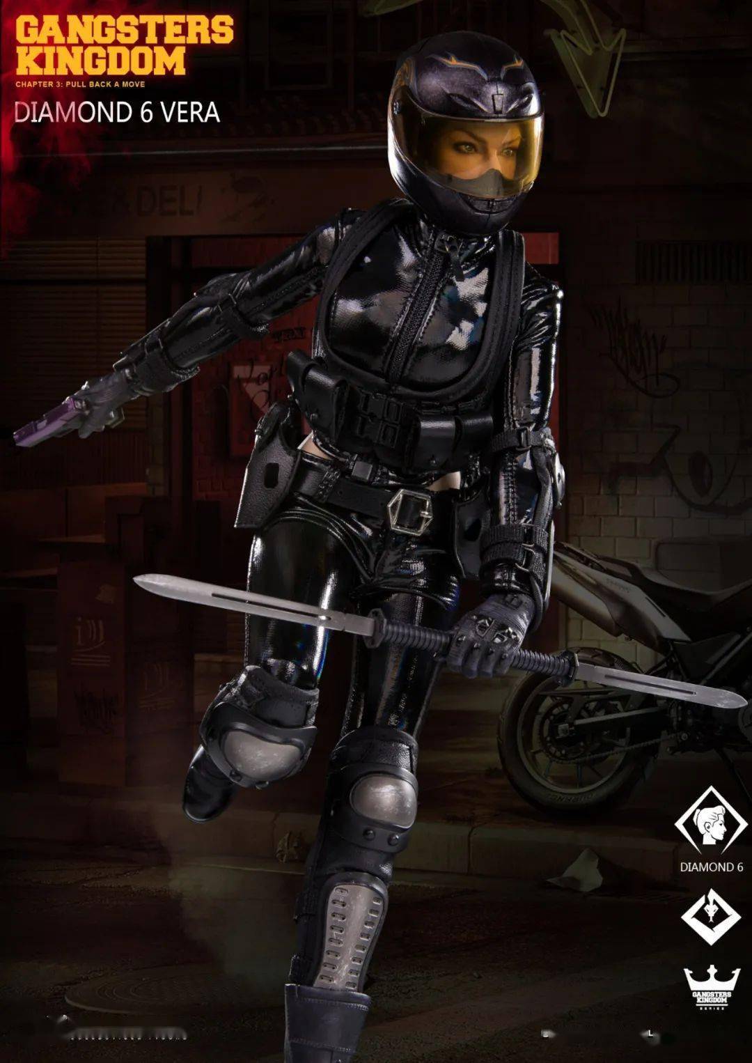 黑帮王国女杀手薇拉,这身机车皮衣加个摩托就完美了~_方块_黑色_家族