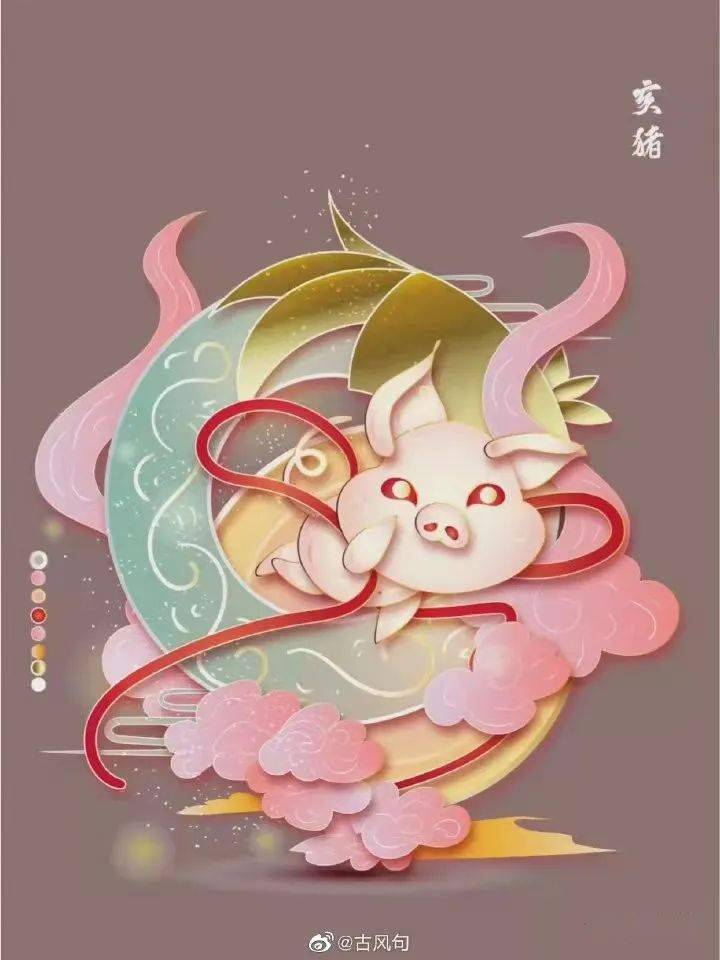 超可爱的十二生肖国风插画好爱哦