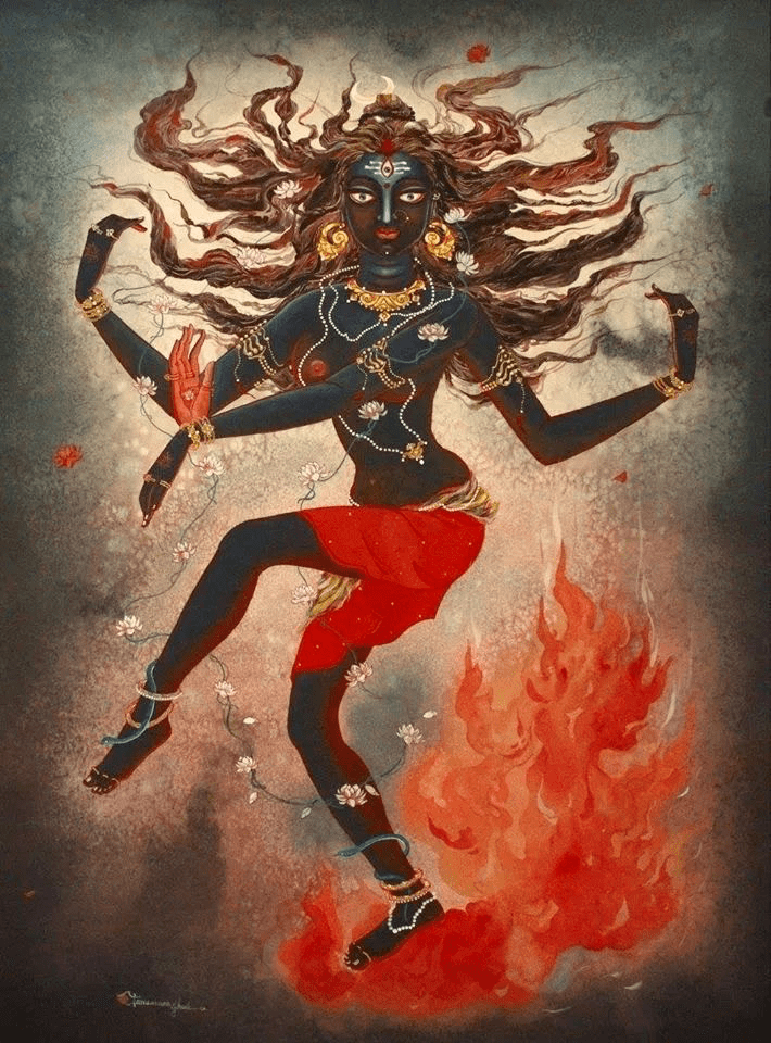 迦梨女神脚踏湿婆图片