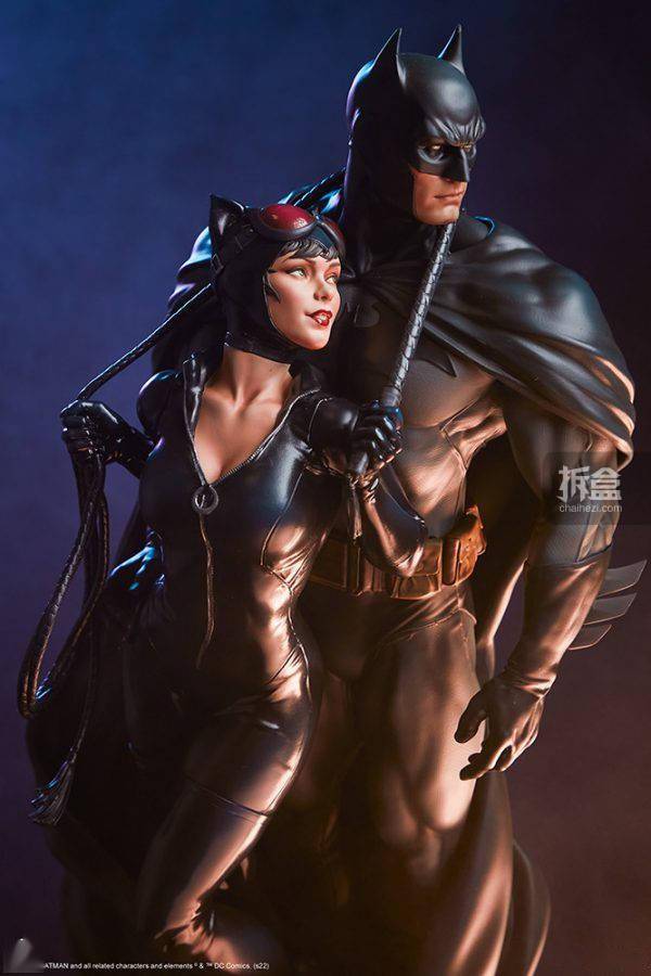 sideshow dc系列 蝙蝠侠与猫女 batman catwomen 20寸雕像